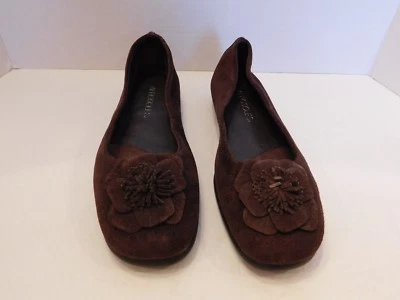 AEROSOLES DAMAS MARRÓN OSCURO GAMUZA FLORES PLANOS TALLA 6 M Foto 1 de 4