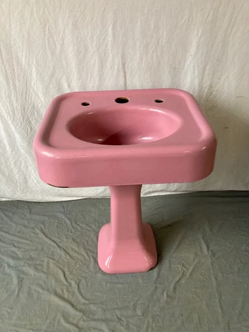 Antique Cast Iron Rose Du Barry Pink Porcelain Pedestal Sink Standard 480-21E Cover