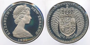New Zealand 1971 One Dollar $1 (Shield of Arms) - Proof - Picture 1 of 3