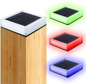 4PACK LED 4x4" 5x5" 6x6" Solar Post Deck Cap Square Fence 7Colors Changing Lamps - Picture 1 of 12