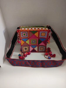 Hand Woven Shoulder/Crossbody Bag With Decorative Beaded Tassels - Picture 1 of 20
