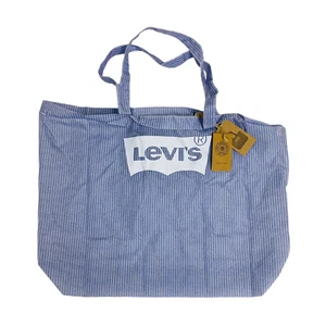 Levi's X Reusable Blue White Striped Shopping Tote 16-3/4x16x5" Bag - Picture 1 of 3