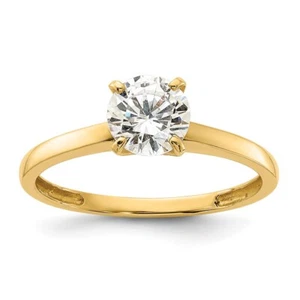10K Yellow Gold Polished Round Cubic Zirconia Solitaire Ring Size 7 for Women - Picture 1 of 6