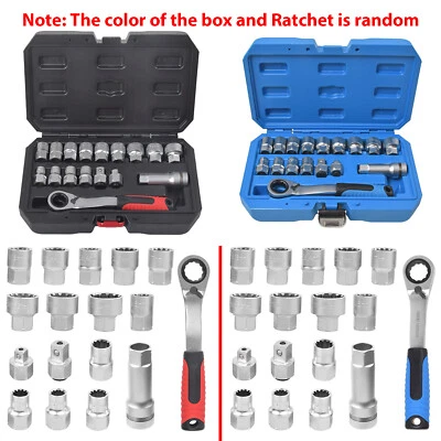 17Pcs Socket Metric Go-thru 3/8" 1/2" Adaptors Ratchet Go Through 10-24mm Set UK - Image 1 of 4