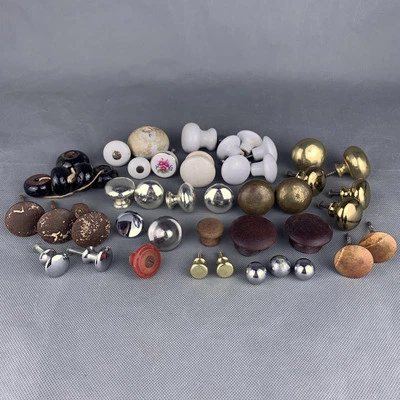 45 Salvaged Drawer Knob Pulls Black White Porcelain Wood Chrome Brass Vintage - Image 1 of 4