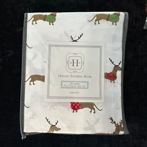 Rentier Dackel Weihnachten Laken Set Twin / XL Modern Southern Home Mikrofaser - Bild 1 von 8