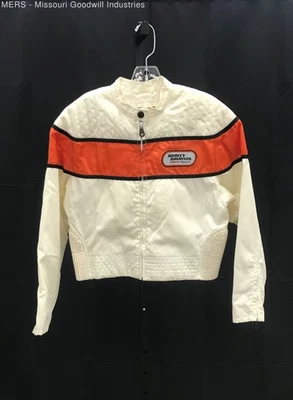 Chaqueta de nailon Harley Davidson blanca/naranja para mujer - talla mediana Foto 1 de 4
