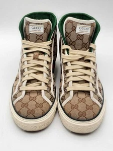 Gucci Gg Monogram Web Tennis 1977 High Top Sneakers Size 9 Eb0425crsa - Picture 1 of 13