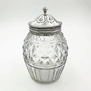 ANTIQUE CASTER STERLING SILVER & GLASS GEORGE III LONDON 1801 JOHN EMES - Picture 1 of 10