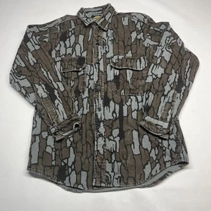 Cabelas Trebark Camo Chamois Shacket Flannel Sz M USA Made Vtg - Picture 1 of 5