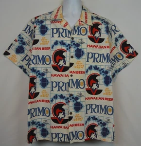 Vintage Go Barefoot Hawaiian Shirt Mens XL Primo Beer Short Sleeve Aloha Cotton - Picture 1 of 15