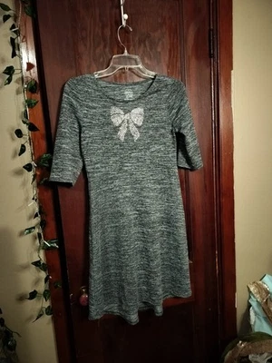 Girls Faded Glory 3/4 Sleeve Sweater Dress Gray   14/16  Holiday Party Christmas - Image 1 of 4