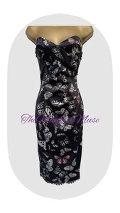 Karen Millen UK8 EU36 US4 AUS8 BLACK Butterfly Strapless Pencil Dress - Picture 1 of 20