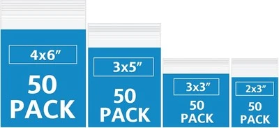 200 Pack Small Plastic 200pcs(2x3 3x3 3x5 4x6 inch), 4x6)  - Image 1 of 4