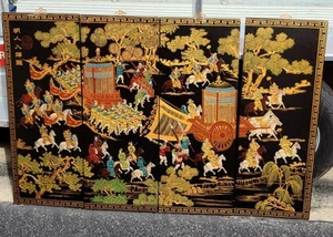 Beautiful Hand-Painted Japanese Hanging Screen – VGC – COLORFULLY PAINTED DESIGN - Picture 1 of 12