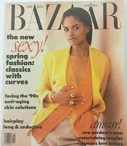 Vintage Harpers Bazaar Magazine February 1990 Y2K Fashion Model KAREN ALEXANDER - Picture 1 of 12
