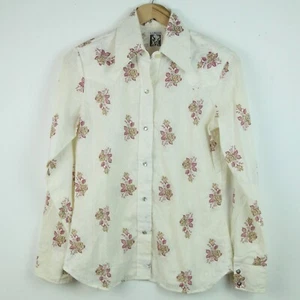 Karman Womens XS S Vintage Western Shirt Pearl Snap Rose Floral Cowgirl FLAW - Picture 1 of 9