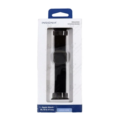 Insignia - Correa de reloj Apple de nailon trenzado 38 mm 40 mm 41 mm (todas las series) - negra Foto 1 de 3