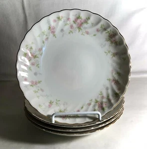 4 cuencos de sopa Syracuse Silhouette Shape rosa floral spray 7 3/4" cupé - Imagen 1 de 2