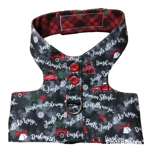 Handmade Dog Harness Vest Red Truck Christmas Jingle Dashing Buttons XL 2603 - Picture 1 of 2