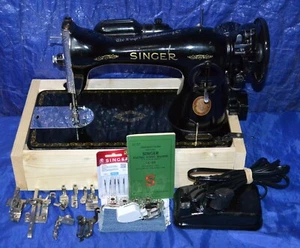 SINGER 15-91 SEWING MACHINE GEAR DRIVE SEW HEAVY MATERIAL SERVICED BLACKSIDE PRT - Picture 1 of 19