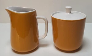 Vintage Keramik Golden Orange Mikasa Pastelle Milchkännchen und Zuckerdose Set ~ Japan - Bild 1 von 6