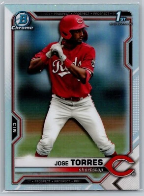 2021 Bowman Chrome Draft Prospect Refractor #BDC-125 Jose Torres Reds 1st - Image 1 of 2