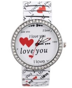 I Love You Herzuhr Edelstahl Stretchband Uhr - Bild 1 von 1
