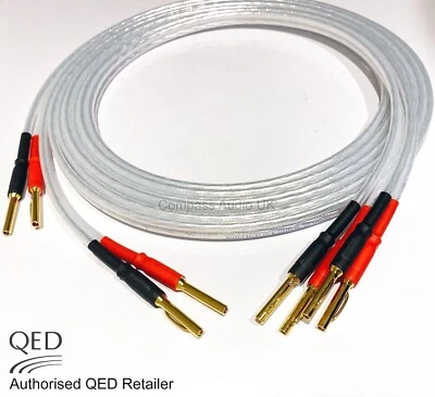 QED XT25 Performance Speaker Cable 4mm Banana Plugs Heatshrink Terminated PAIR - Image 1 of 4