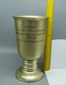 MOTO-CROSS HARSEFELD 1. Sieger 1957 Siegerpokal 24cm hoch Unikat - Picture 1 of 2