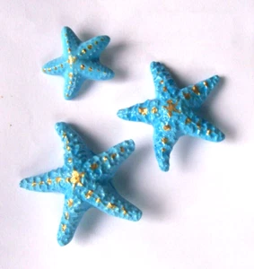 3 Starfish Ocean Blue & Gold Wall Plaques G/W Vtg Mermaids See desc.This - Picture 1 of 5
