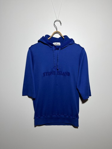 Felpa con cappuccio blu Stone Island SS15 mezza manica taglia S