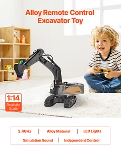 Remote Control Excavator Toy 15 Channel 1:14 Scale RC Excavator Digger for Kids - Picture 1 of 10