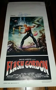 *PÓSTER FIRMADO FLASH GORDON ORIGINAL DE LA PELÍCULA SAM JONES ITALIANO 1980 autógrafo automático - Imagen 1 de 12