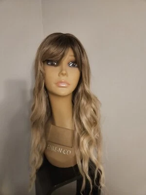SUPER CUTE Long Full Wavy Dirty Blonde BANGS WIG - Image 1 of 4