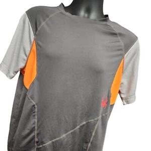 Spyder Shirt Size Medium Short Sleeve Active Top Gray Polyester Blend - Picture 1 of 7