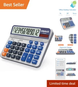12-Digit Desktop Calculator with Large Display & Anti-Slip Feet for Office Use - Picture 1 of 10