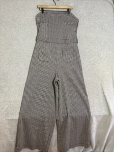 Anthopologie Maeve Womens Houndstooth Strapless Wide Leg Knit Jumpsuit Size 12 T - Picture 1 of 8