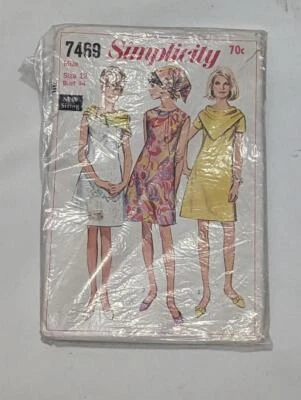 Vintage Sewing Pattern Simplicity 7469 -  Dress & scarves 1968 Sz  12  Bust 34 " - Image 1 of 2