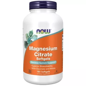 NOW Foods Magnesiumcitrat 180 Weichkapseln, Müdigkeit, Muskelgesundheit & starke Knochen - Bild 1 von 5