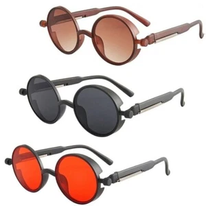 Retro Steampunk Sunglasses Vintage Gothic Inspired Round Metal Glasses A Circle - Picture 1 of 22