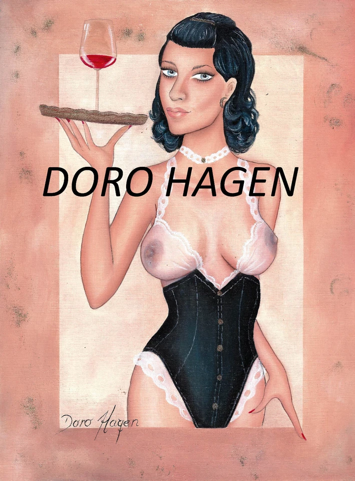 Doro Hagen Original Öl Zeichnung auf Ölpapier 230g  30 x 40 cm Malerei Erotik - Bild 1 von 1