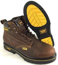 Botas de trabalho Masculino Bico Redondo cadarço couro genuíno marrom Botas De Segurança