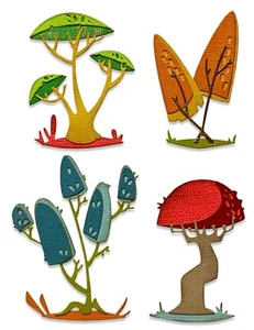 New Retired Sizzix Thinlits Funky Toadstools 5PC #665216 Retail $24.99 Tim Holtz - Picture 1 of 11