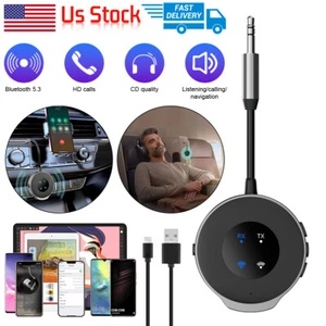 Bluetooth 5.3 Transmitter Receiver 2-IN-1 Wireless Audio 3.5mm Jack Aux Adapter - Picture 1 of 19