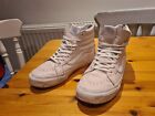VANS ladies dusted pink beige leather hi trainers lace up shoes UK size 3 / 35
