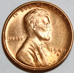 1949-S Lincoln Wheat Cent Penny GEM BU *UNCIRCULATED* MS RED - Picture 1 of 2
