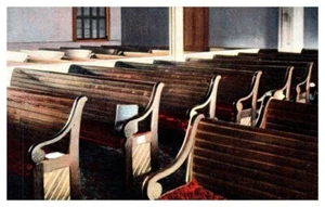AMESBURG, Massachusetts MA Friends Meeting House interior view - Postcard - Picture 1 of 2