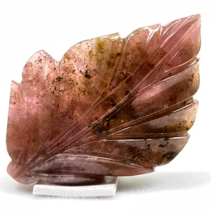 104 Cts Certified Natural Carved Tourmaline Leaf 55x39mm Bi Color Loose Gemstone - Picture 1 of 14