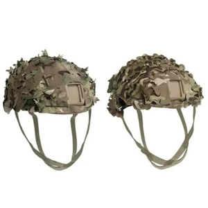 3D Camo Net Tactical Helmet Cover Scrim High Cut Nylon Drawstring Netting Leaf - Picture 1 of 18
